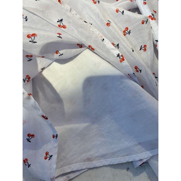 J.Crew Size 0 Cherry Print Sleeveless Tie Neck Cotton Silk Blouse Top - Picture 12 of 12